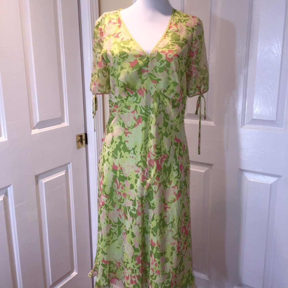 Sigrid Olsen Green Floral Dress